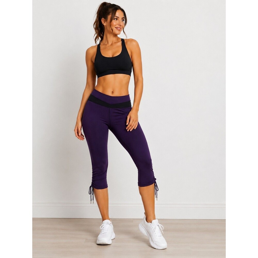 Lucy Hatha Collection Lucypowermax Ruched Capri Leggings Womens Large Purple